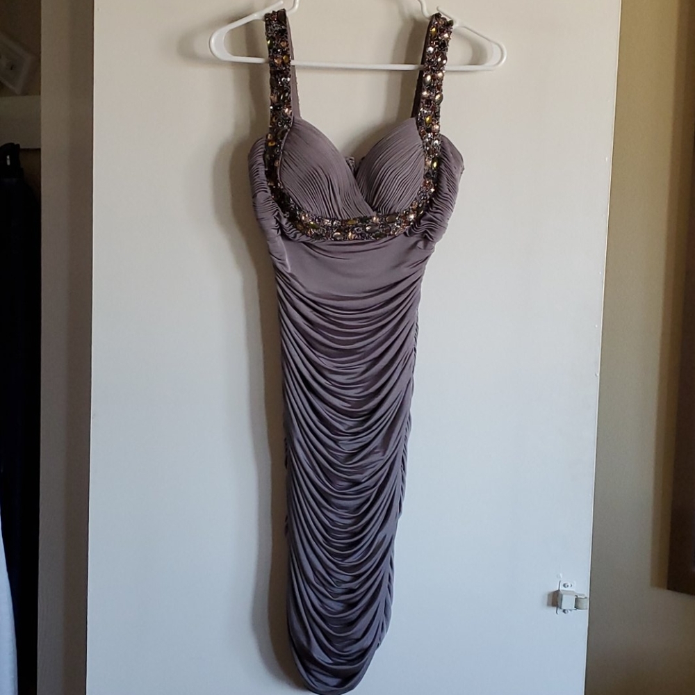 CACHE Silver Body Con Dress